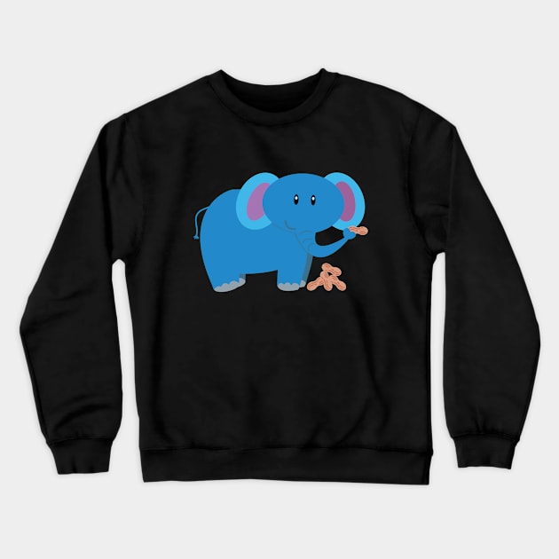 Cute Cartoon baby elephant with peanut Crewneck Sweatshirt by Kingluigi